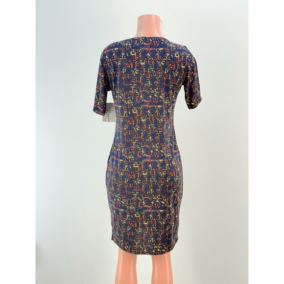 LuLaRoe Julia Dress Large Color Multicolor Stretch Knee Length Comfy - Picture 3 of 13